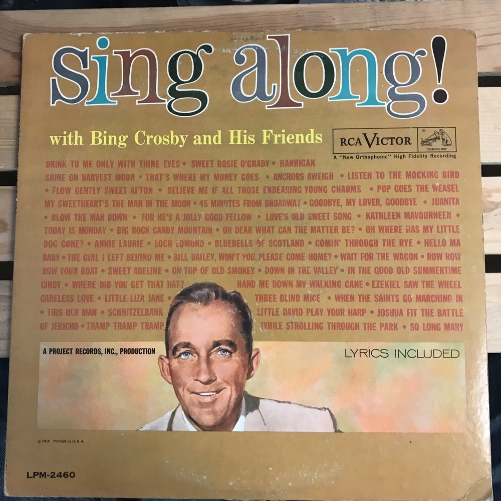 RCA Victor Sing Along Bing Crosby Vinyl LP 12" Black 1961 LPM-2460 MCM Nostalgia